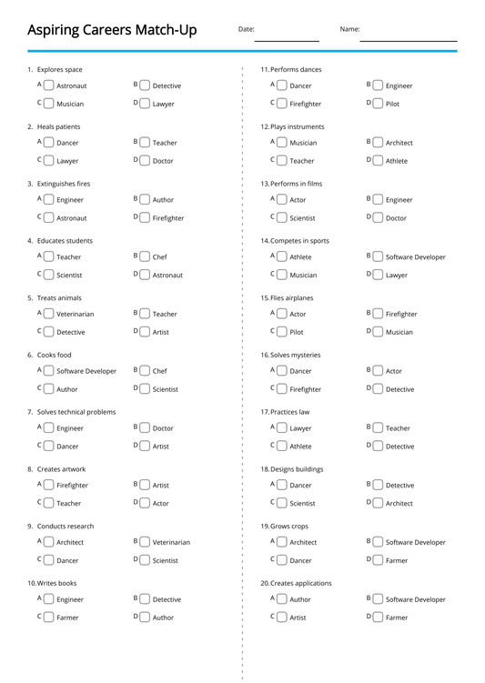 Career Match Up Quiz